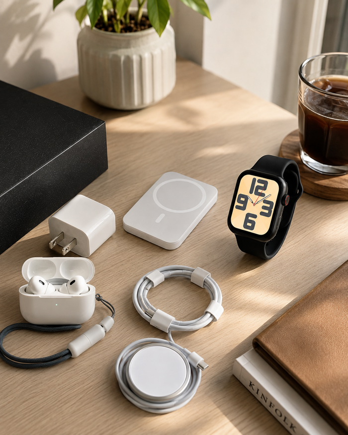Power bank, base, cable y adaptador incluidos